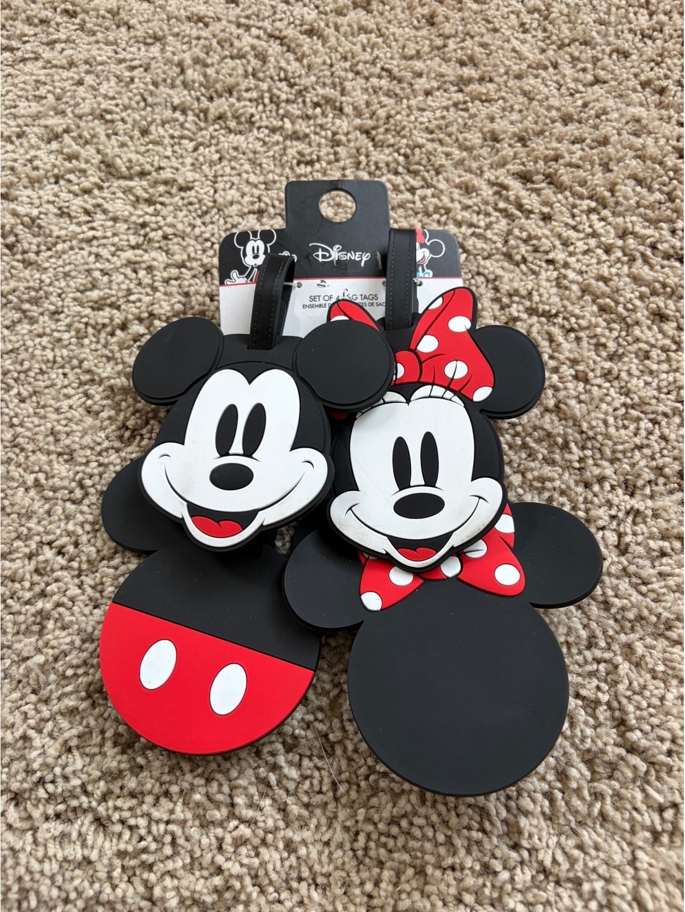 New Disney Mickey and Minnie Mouse Luggage Tag Set 4 Pack PVC Travel Bag ID
